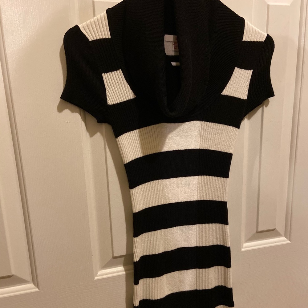 Black and white striped dress